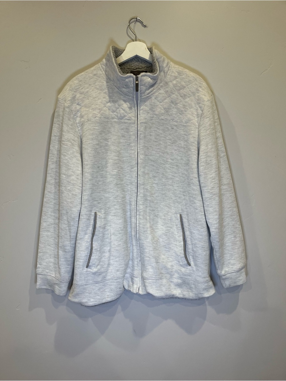 Tasso Elba Light Gray Quilted Full-Zip Jacket